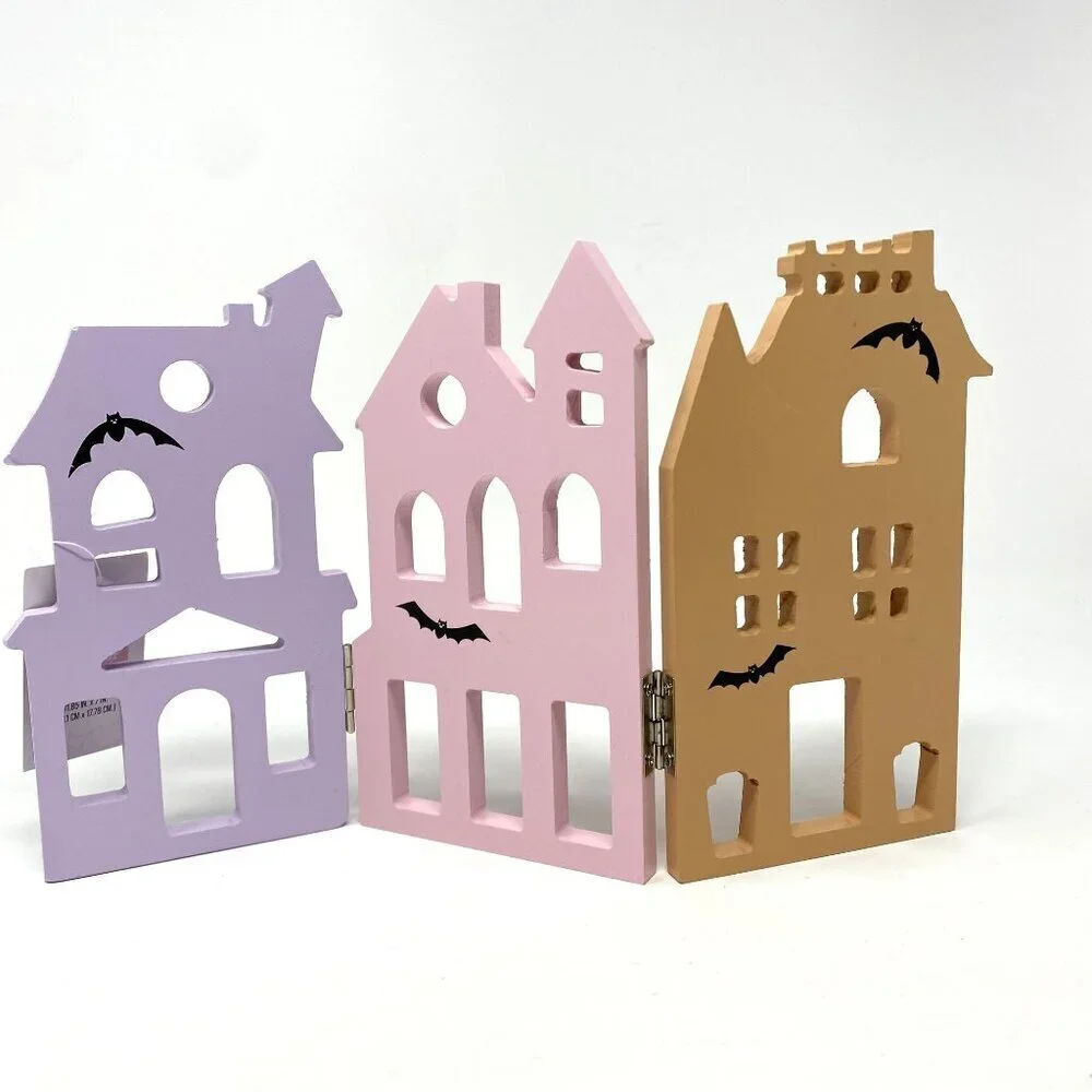 Target Halloween Pastel Tri Fold Out Tabletop Decor Houses Scene Spooky Village